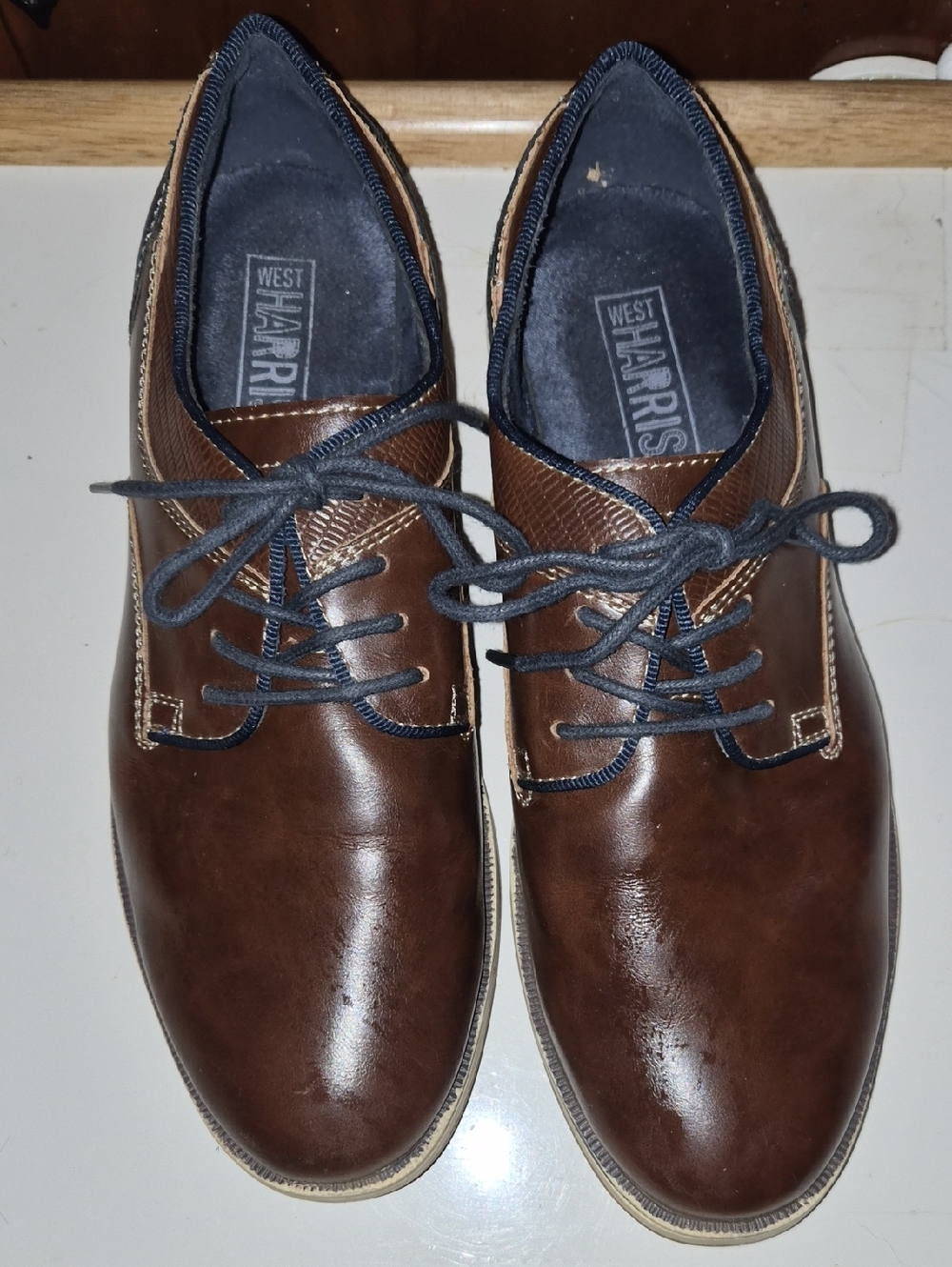 West Harris Big Boy’s Brown Lace-Up Dress Shoes 3M